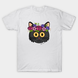 Black kitty with flower crown! T-Shirt